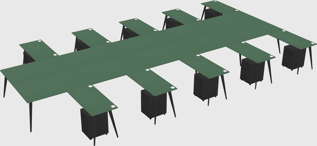 Shared l-shaped office desk system