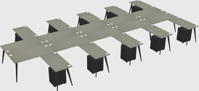 Shared l-shaped office desk system