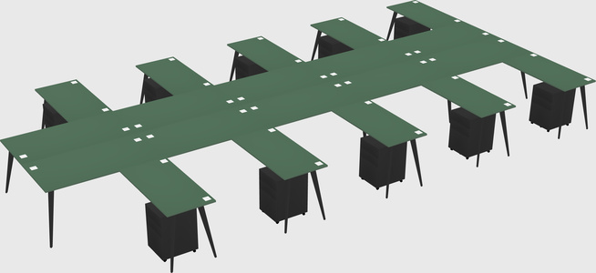 Shared l-shaped office desk system