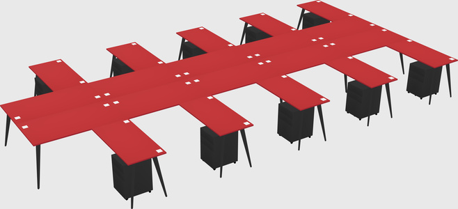 Shared l-shaped office desk system
