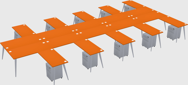 Shared l-shaped office desk system