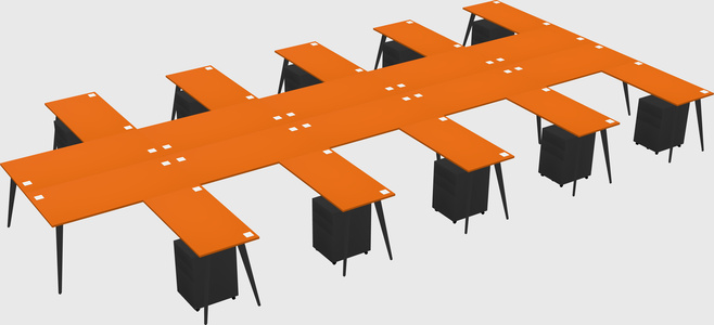 Shared l-shaped office desk system