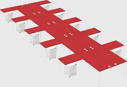 Shared l-shaped office desk system