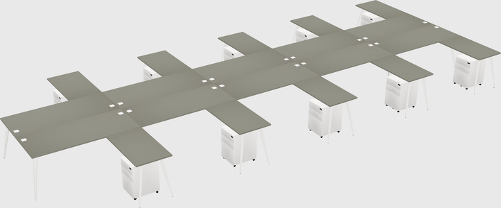 Shared l-shaped office desk system