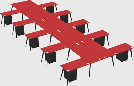 Shared l-shaped office desk system