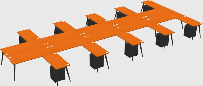 Shared l-shaped office desk system