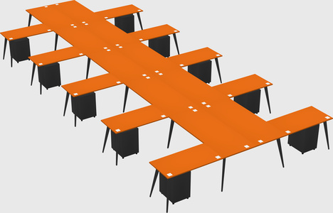 Shared l-shaped office desk system