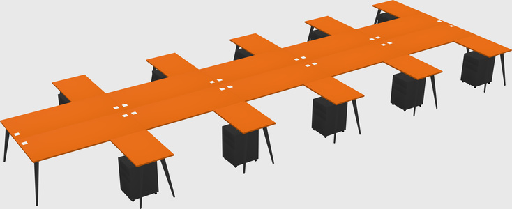 Shared l-shaped office desk system