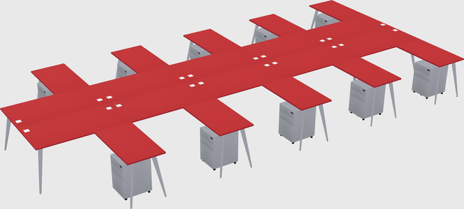 Shared l-shaped office desk system