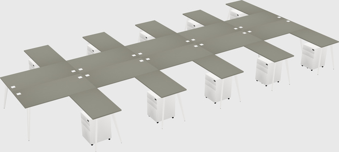 Shared l-shaped office desk system