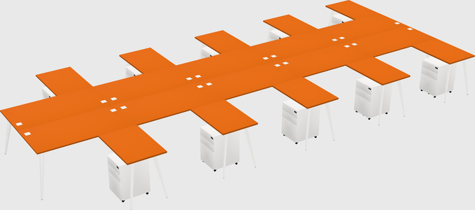 Shared l-shaped office desk system