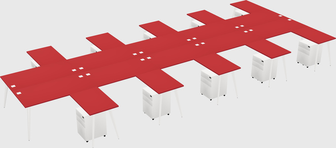 Shared l-shaped office desk system