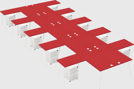Shared l-shaped office desk system