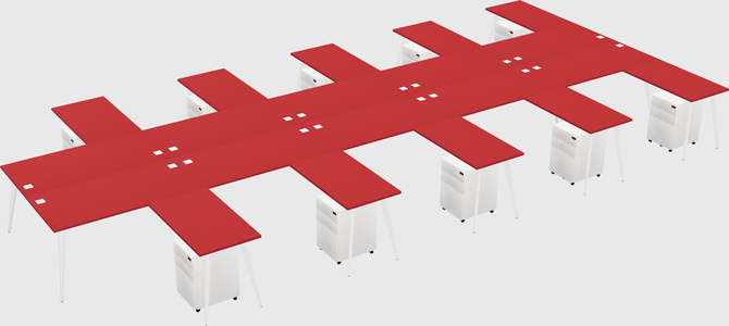 Shared l-shaped office desk system
