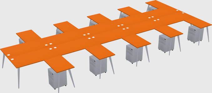 Shared l-shaped office desk system