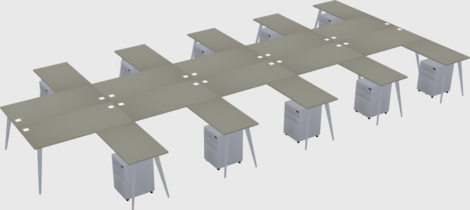 Shared l-shaped office desk system