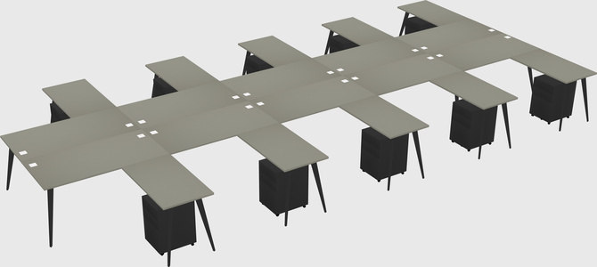 Shared l-shaped office desk system