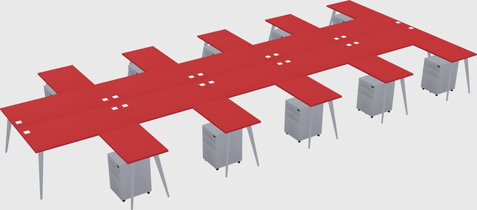 Shared l-shaped office desk system