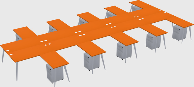 Shared l-shaped office desk system