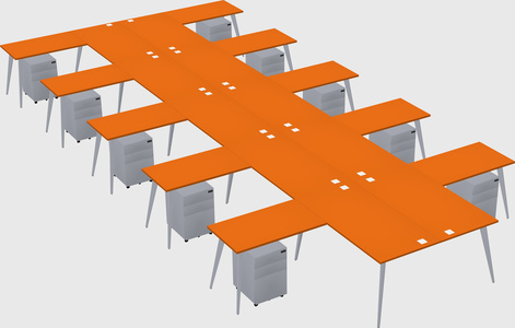 Shared l-shaped office desk system
