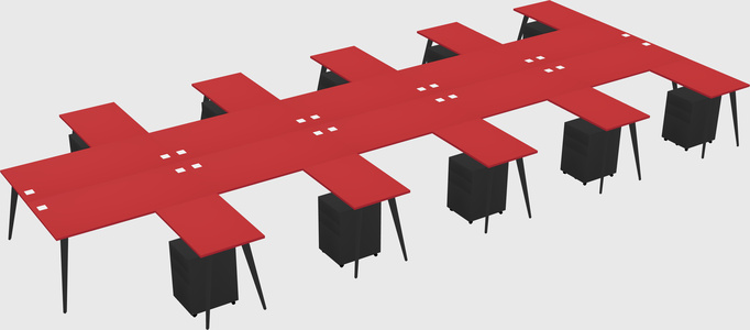Shared l-shaped office desk system