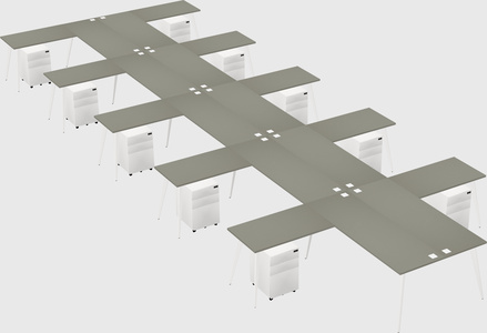 Shared l-shaped office desk system