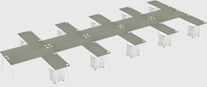 Shared l-shaped office desk system