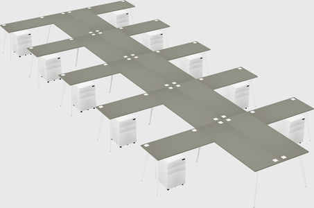 Shared l-shaped office desk system