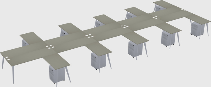 Shared l-shaped office desk system