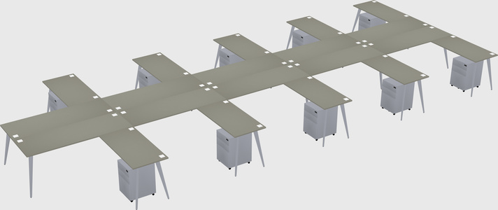 Shared l-shaped office desk system