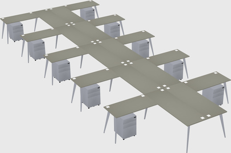 Shared l-shaped office desk system