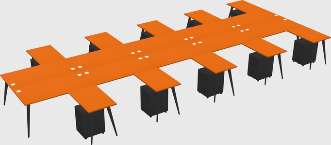 Shared l-shaped office desk system
