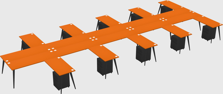 Shared l-shaped office desk system