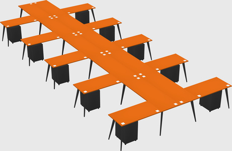 Shared l-shaped office desk system