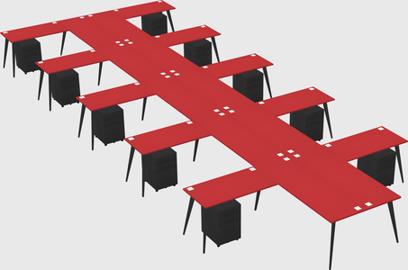 Shared l-shaped office desk system
