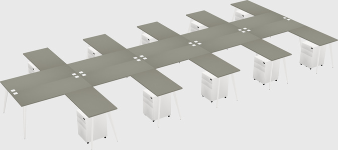 Shared l-shaped office desk system