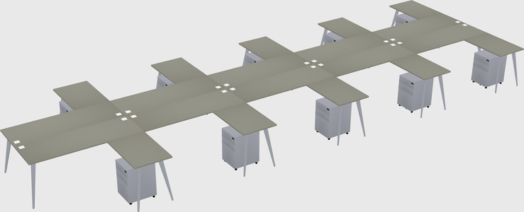 Shared l-shaped office desk system