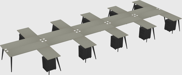 Shared l-shaped office desk system