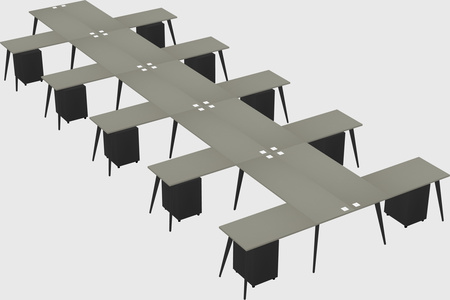Shared l-shaped office desk system