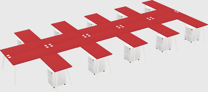 Shared l-shaped office desk system