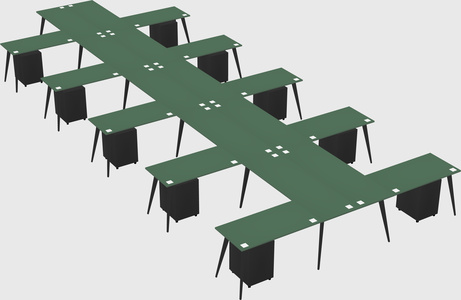 Shared l-shaped office desk system