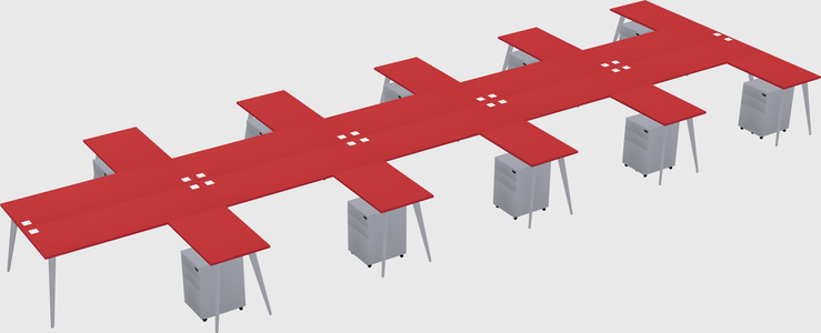 Shared l-shaped office desk system