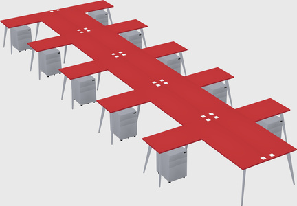 Shared l-shaped office desk system