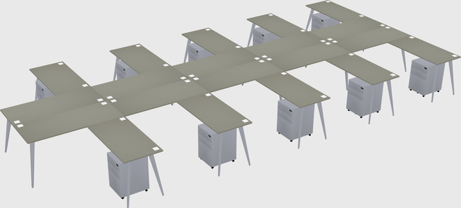 Shared l-shaped office desk system