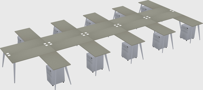 Shared l-shaped office desk system