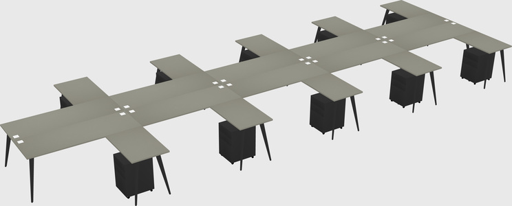 Shared l-shaped office desk system