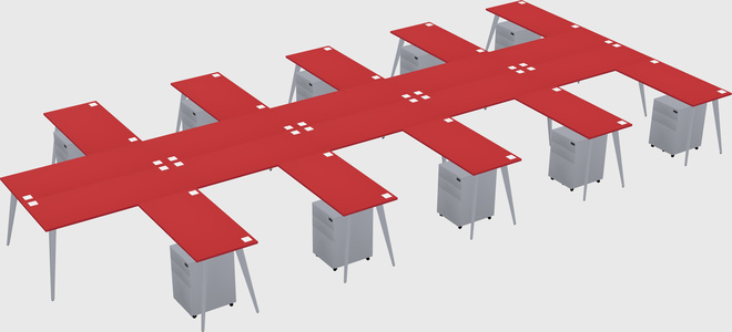 Shared l-shaped office desk system