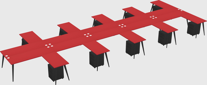 Shared l-shaped office desk system