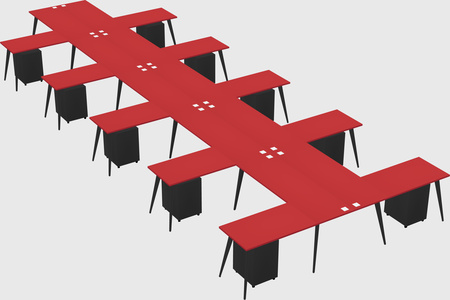 Shared l-shaped office desk system