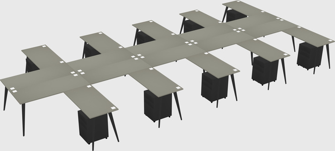 Shared l-shaped office desk system